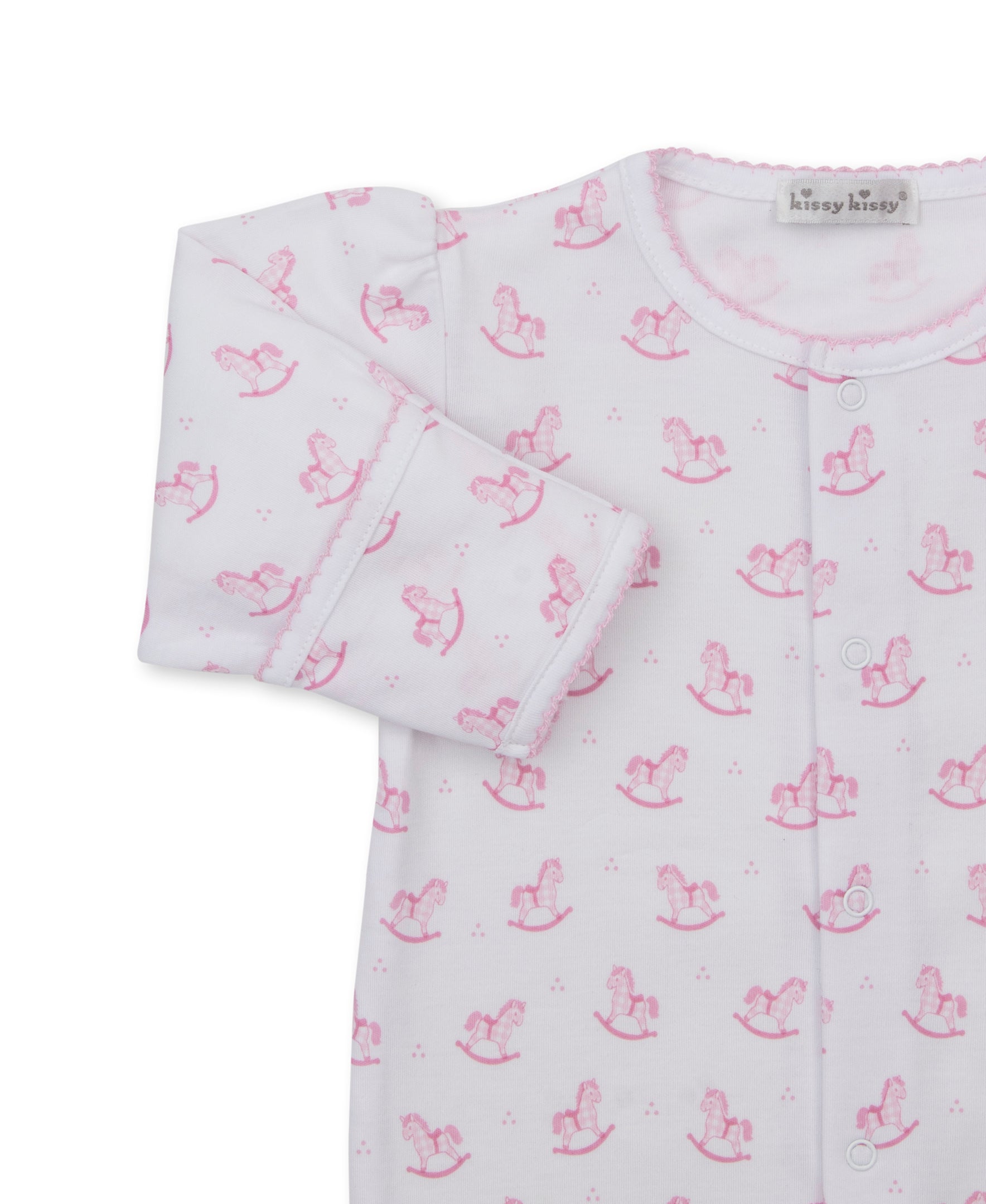 Gingham Rockers Print Snap Footie: Pink