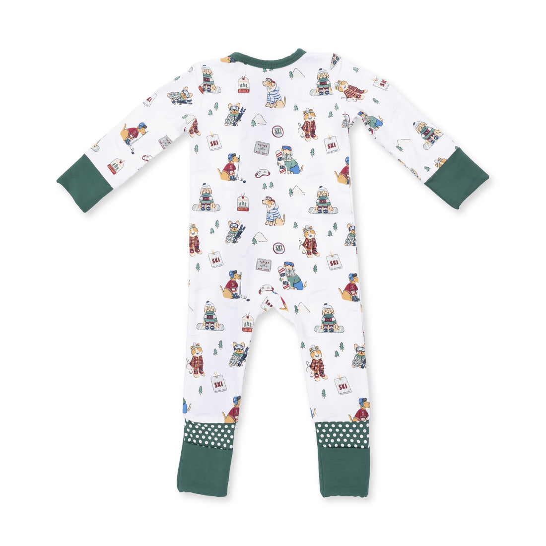 Winter Sports Dogs Green Convertible Romper