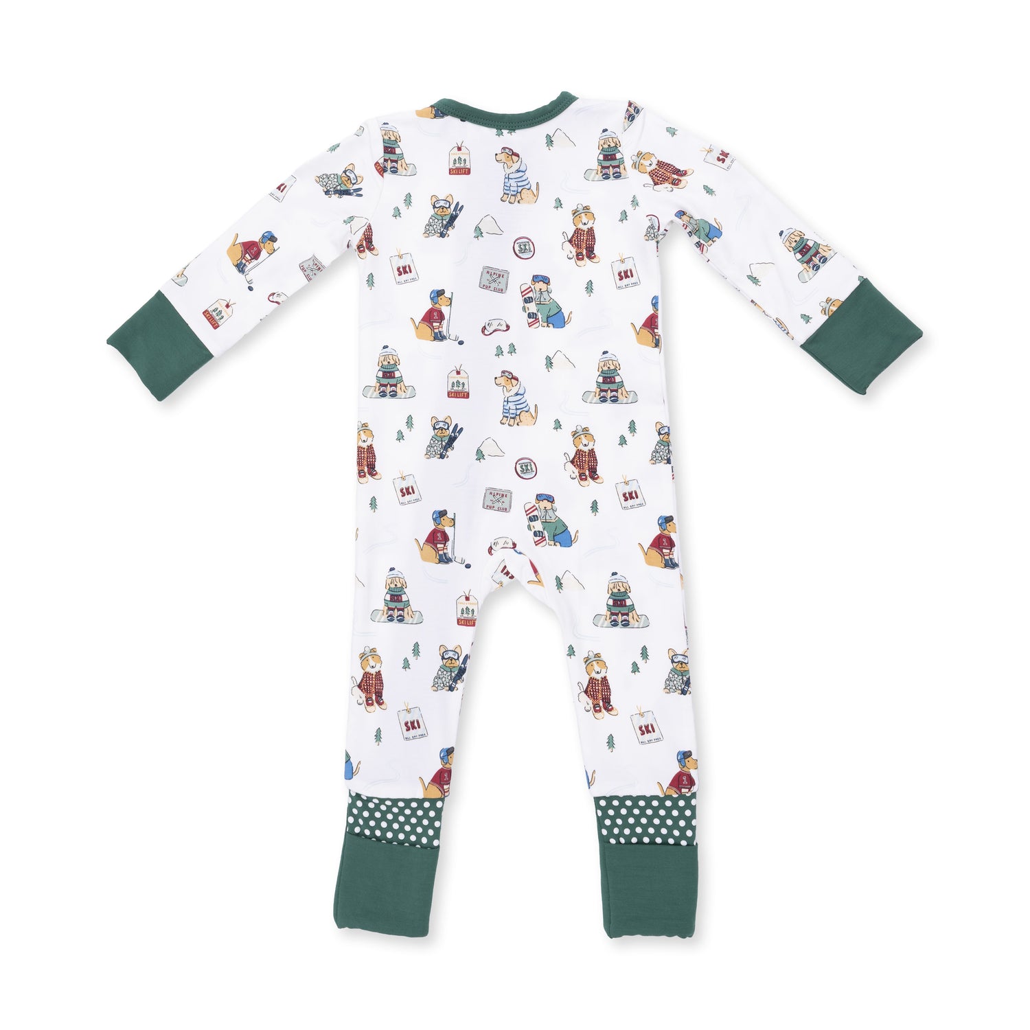 Winter Sports Dogs Green Convertible Romper