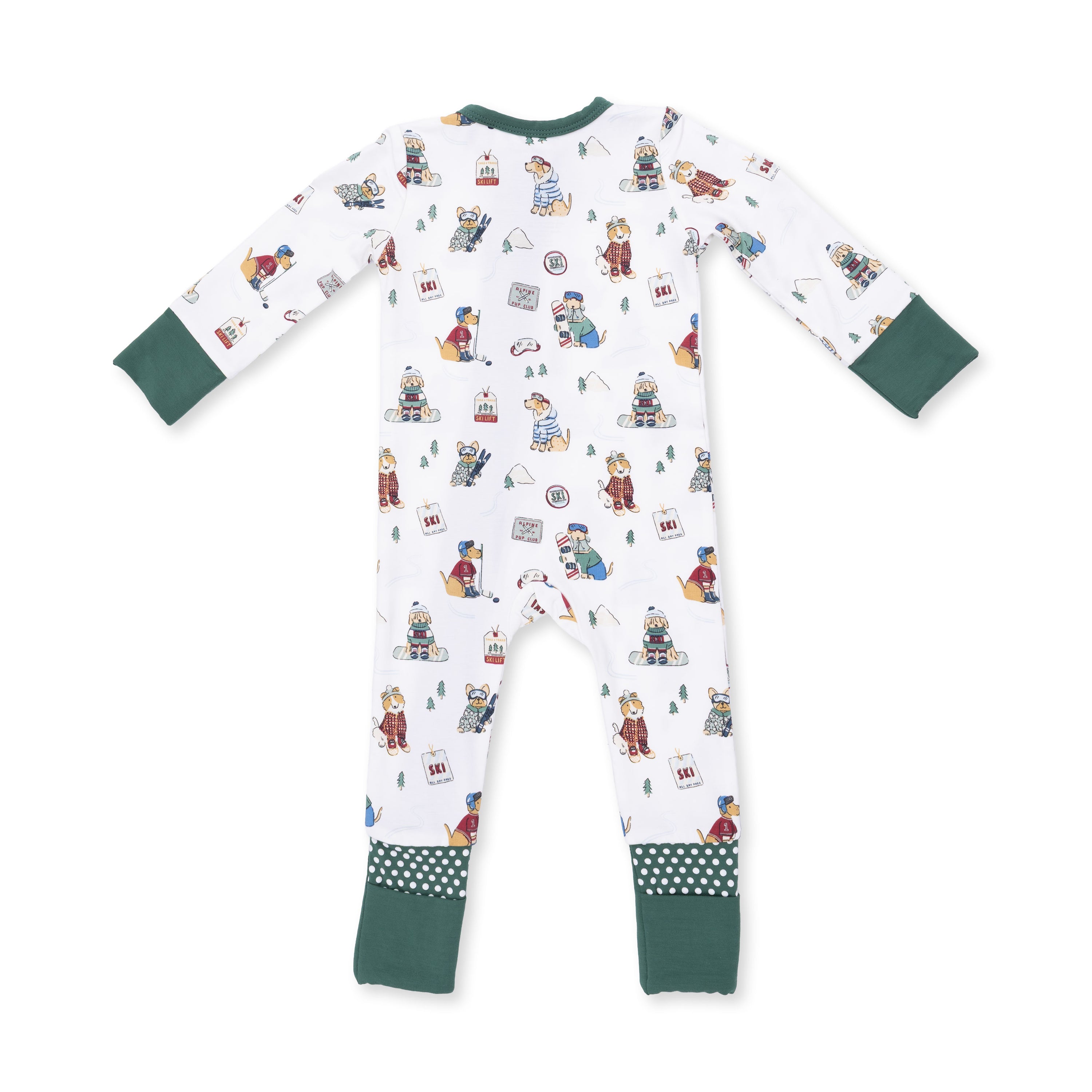 Winter Sports Dogs Green Convertible Romper