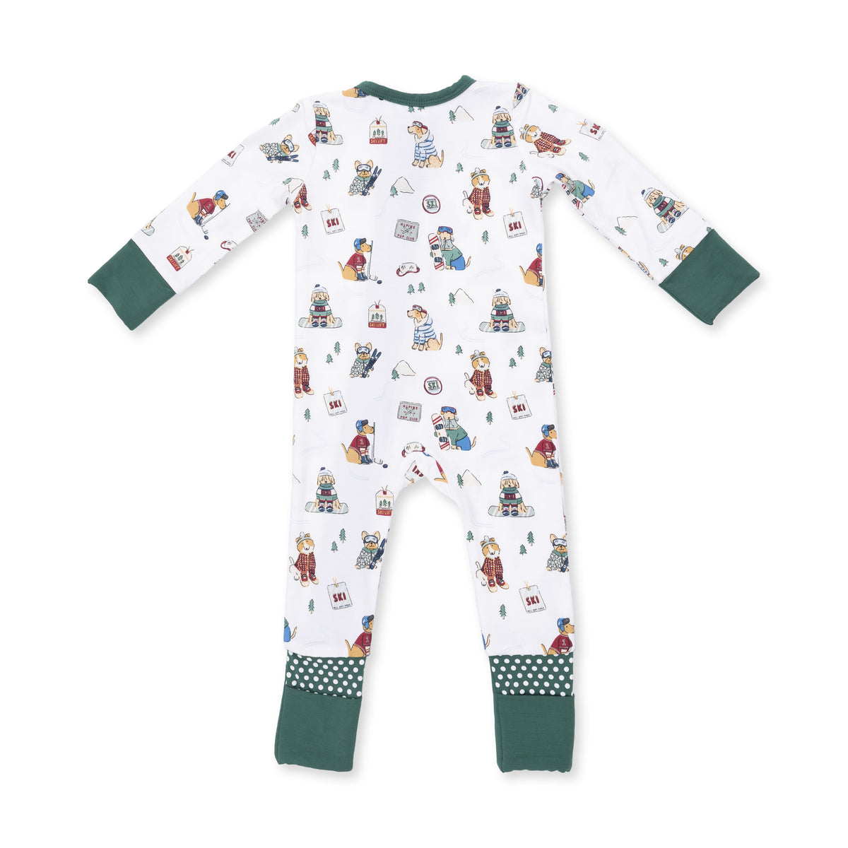 Winter Sports Dogs Green Convertible Romper