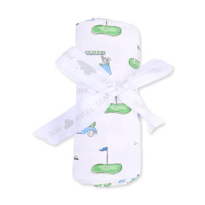 Golf Carts Blue Swaddle Blanket