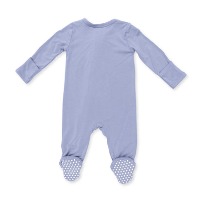 Solid Blue Fog 2 Way Zipper Footie