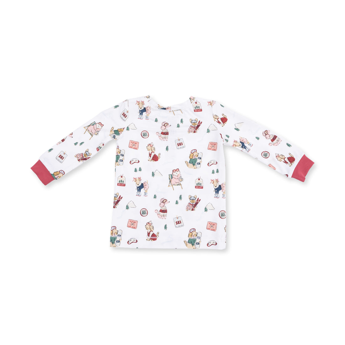Winter Sports Dogs Pink Long Sleeve Loungewear Set