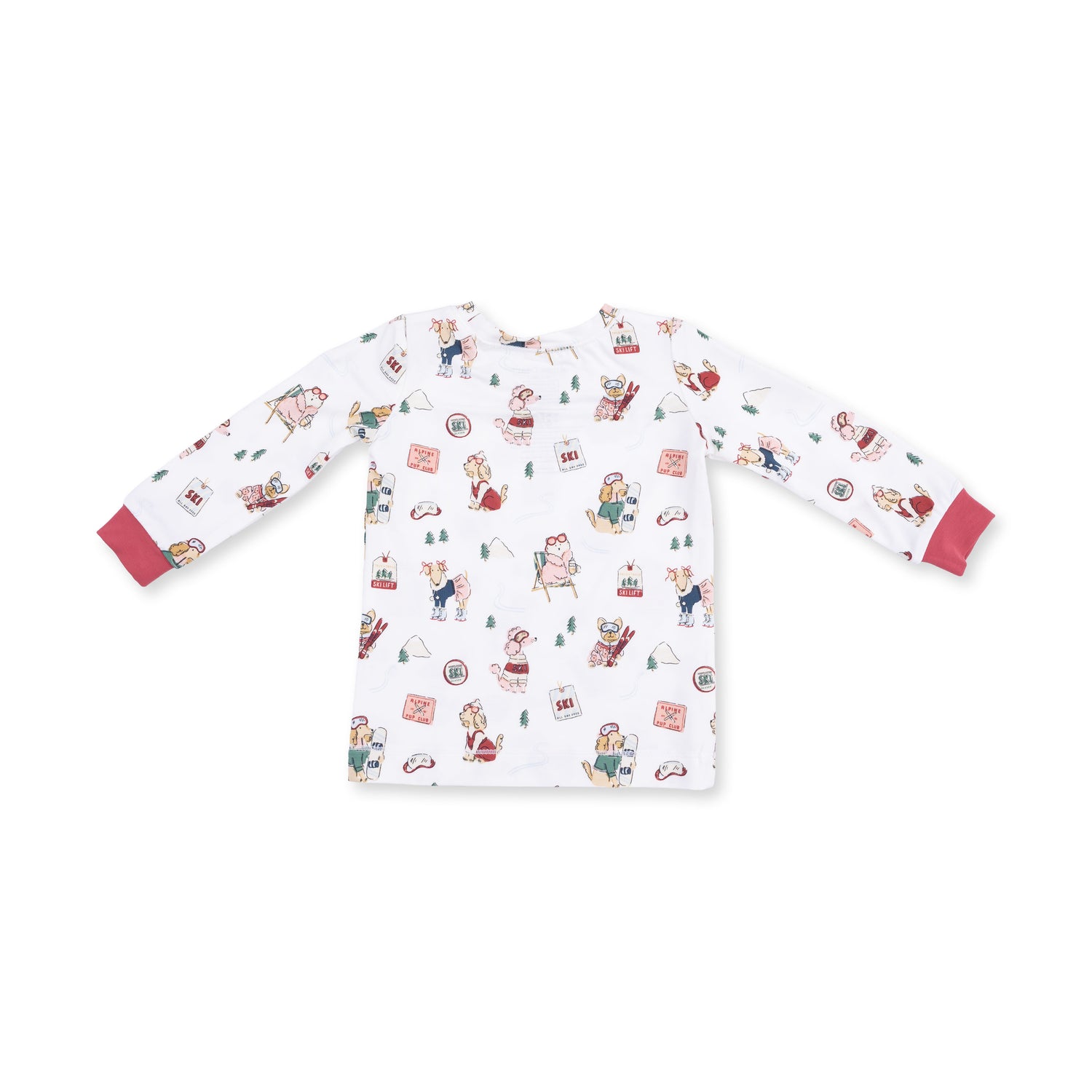 Winter Sports Dogs Pink Long Sleeve Loungewear Set