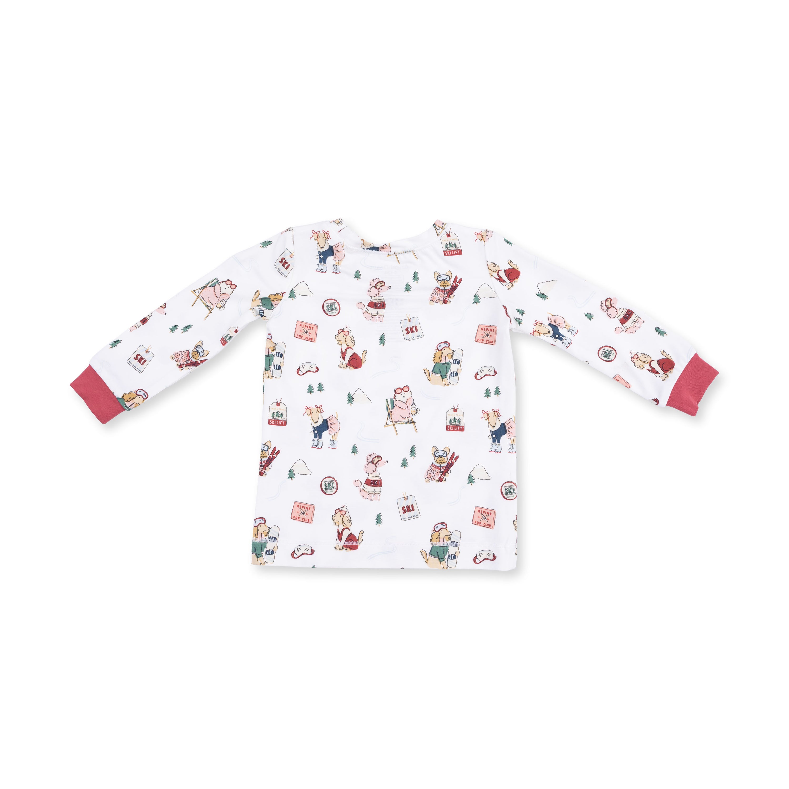 Winter Sports Dogs Pink Long Sleeve Loungewear Set