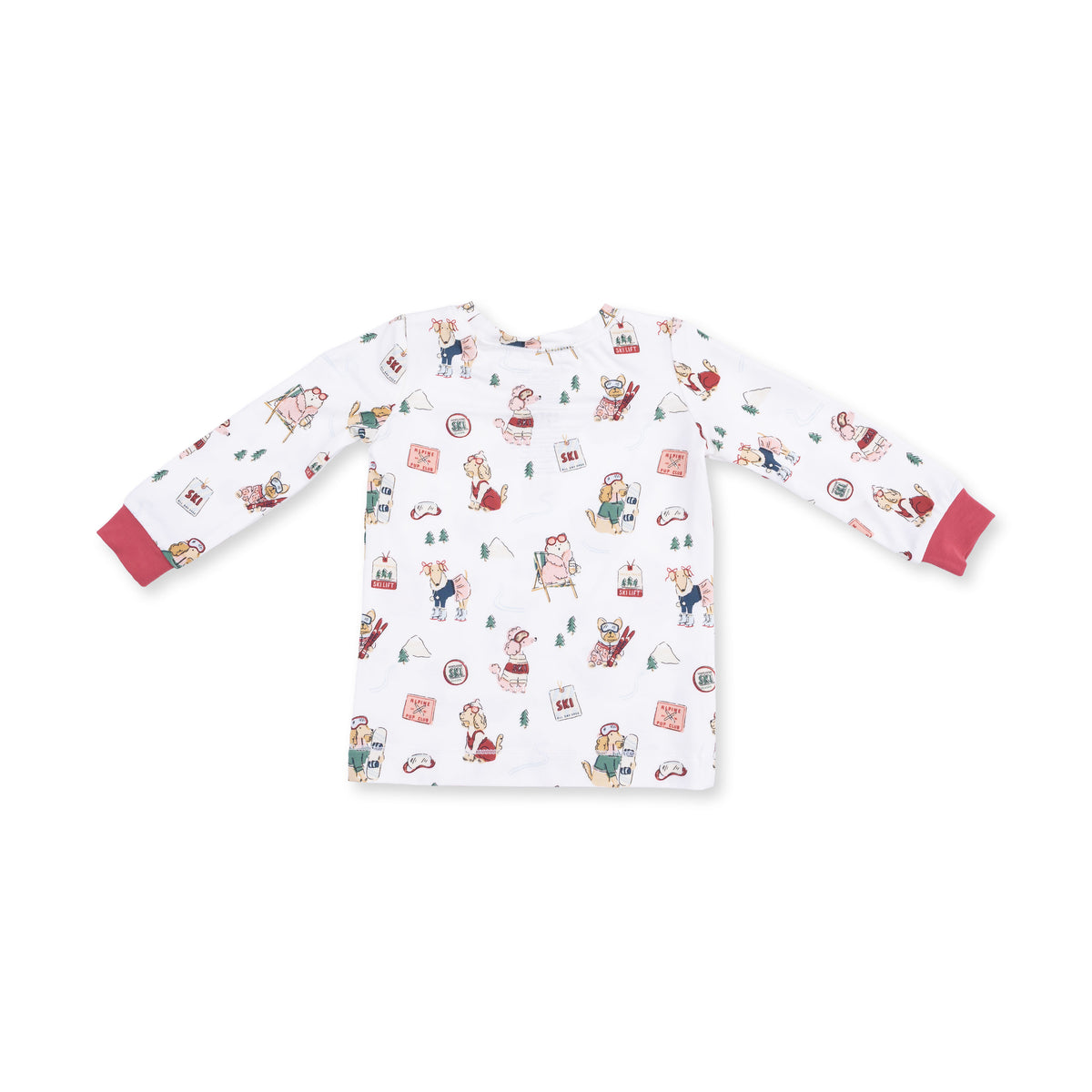 Winter Sports Dogs Pink Long Sleeve Loungewear Set