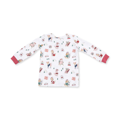 Winter Sports Dogs Pink Long Sleeve Loungewear Set