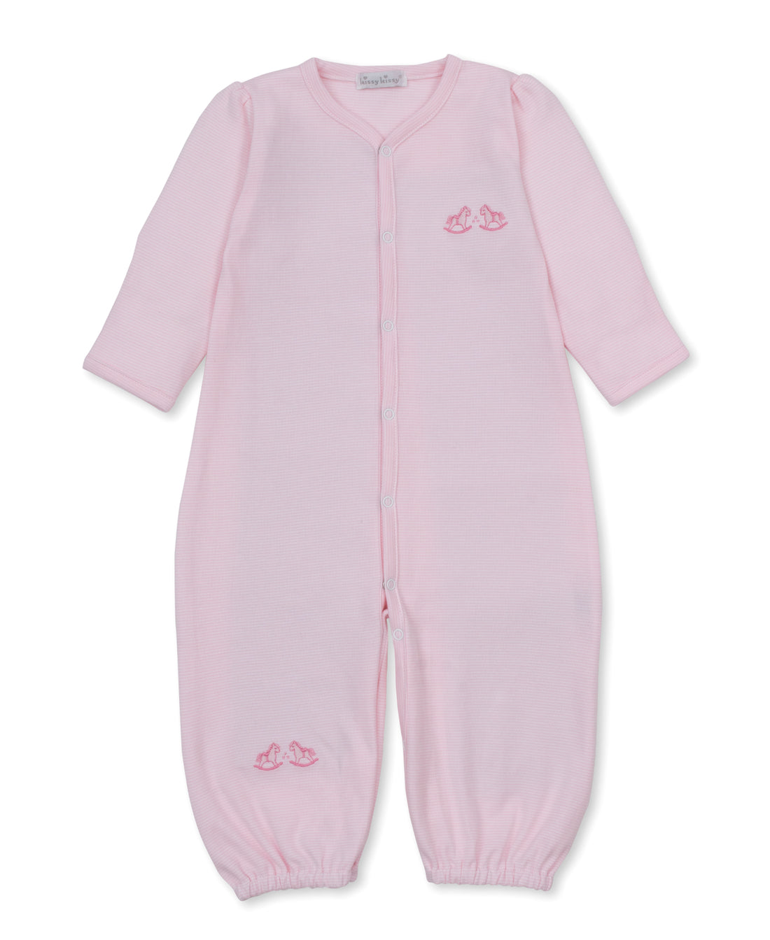 Gingham Rockers Embroidered Converter Gown: Pink