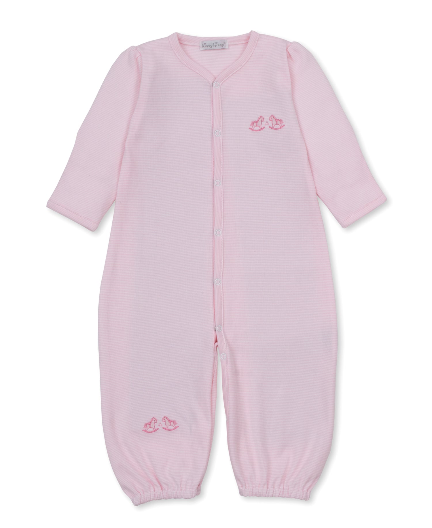 Gingham Rockers Embroidered Converter Gown: Pink