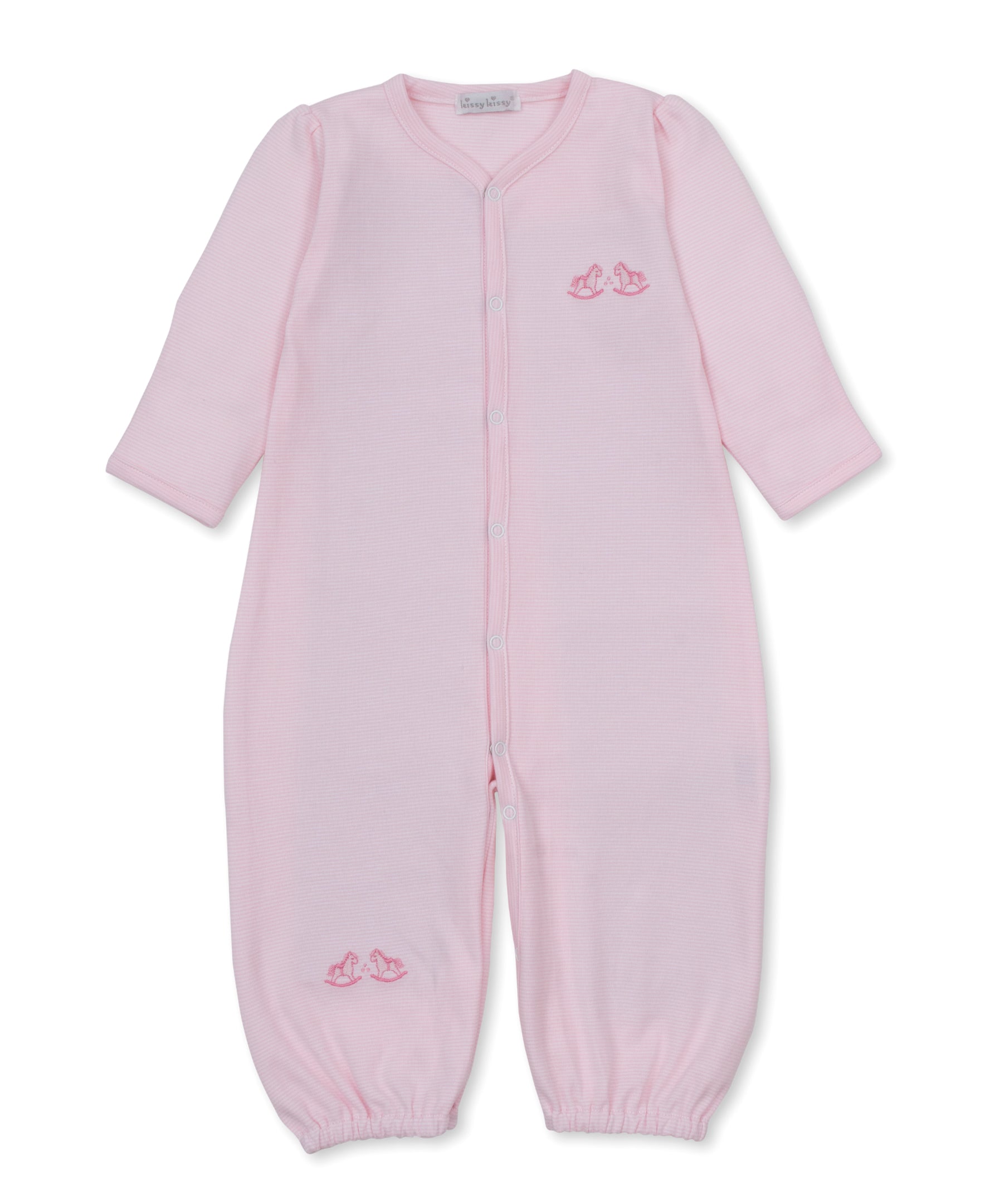 Gingham Rockers Embroidered Converter Gown: Pink