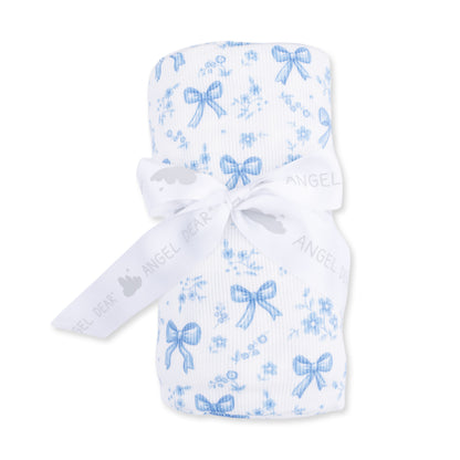 Blue Bows And Flowers Swaddle Blanket
