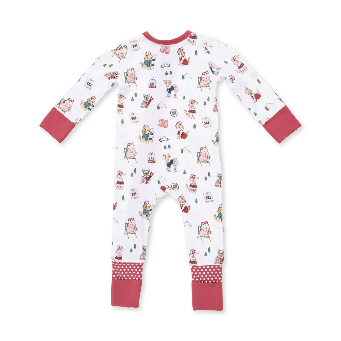 Winter Sports Dogs Pink Convertible Romper