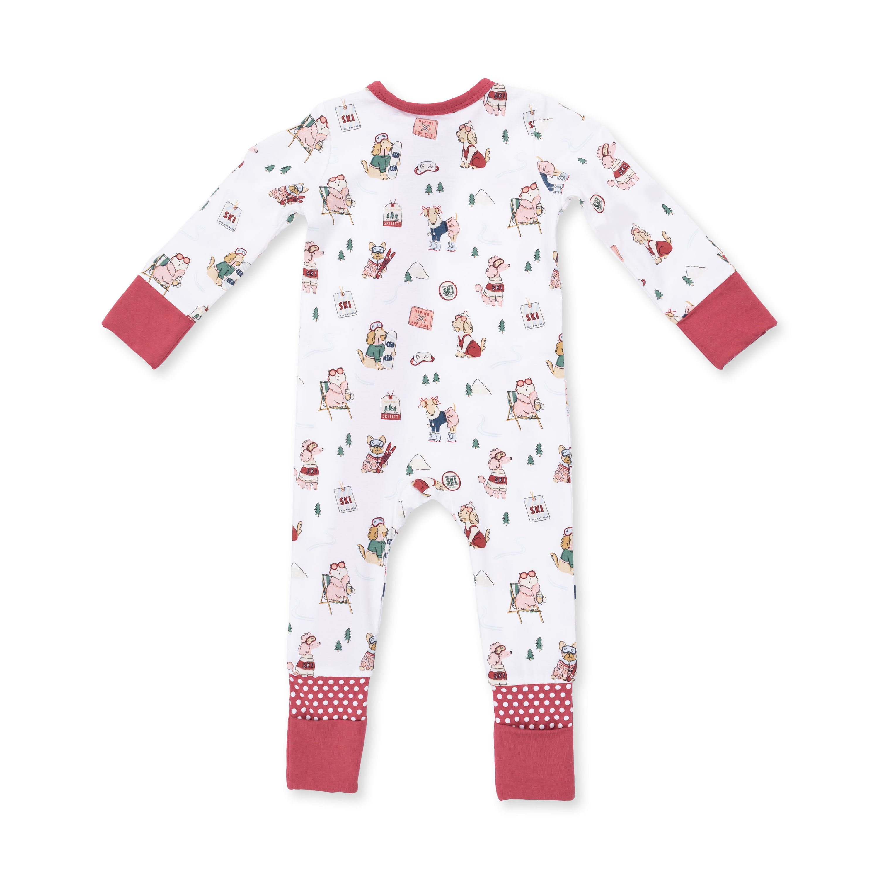 Winter Sports Dogs Pink Convertible Romper