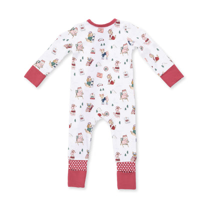 Winter Sports Dogs Pink Convertible Romper