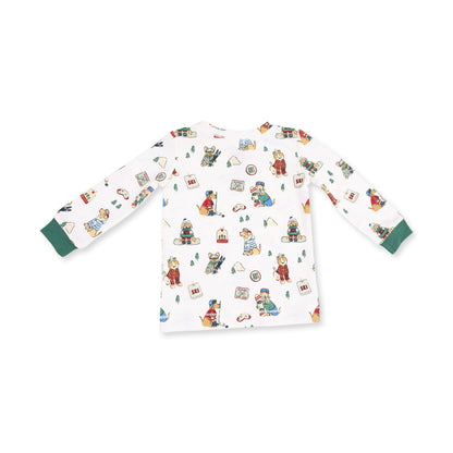 Winter Sports Dogs Green Long Sleeve Loungewear Set