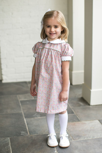 Memory Making Scallop Dress: Autumn Garden with Sweetgrass Corduroy Piping