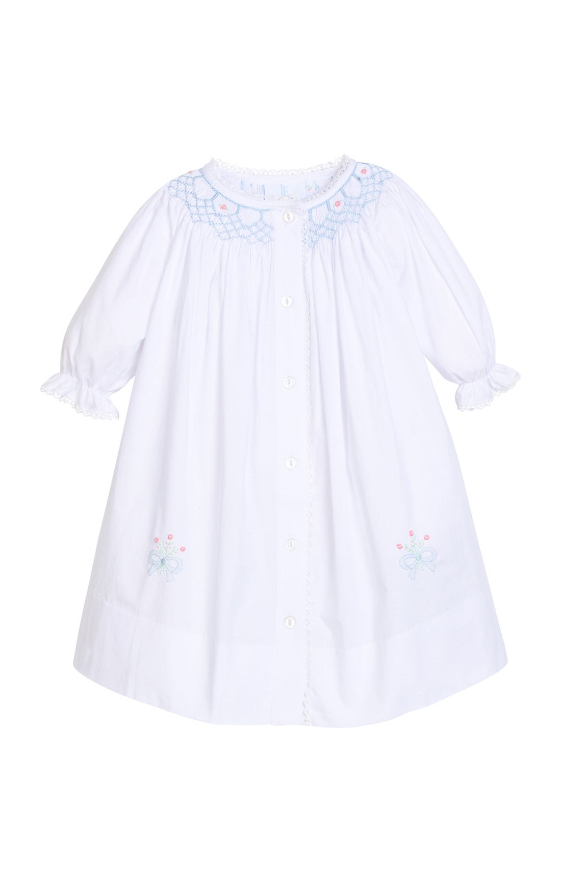 Smocked Heirloom Gown: Blue Bell