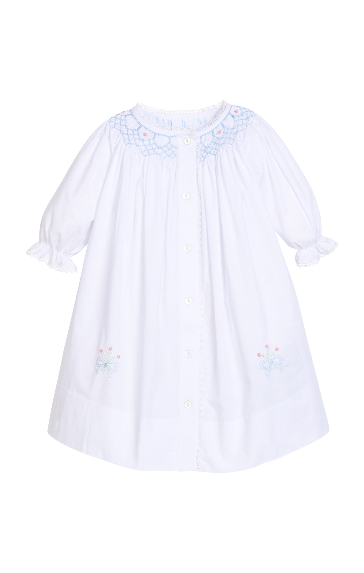 Smocked Heirloom Gown: Blue Bell