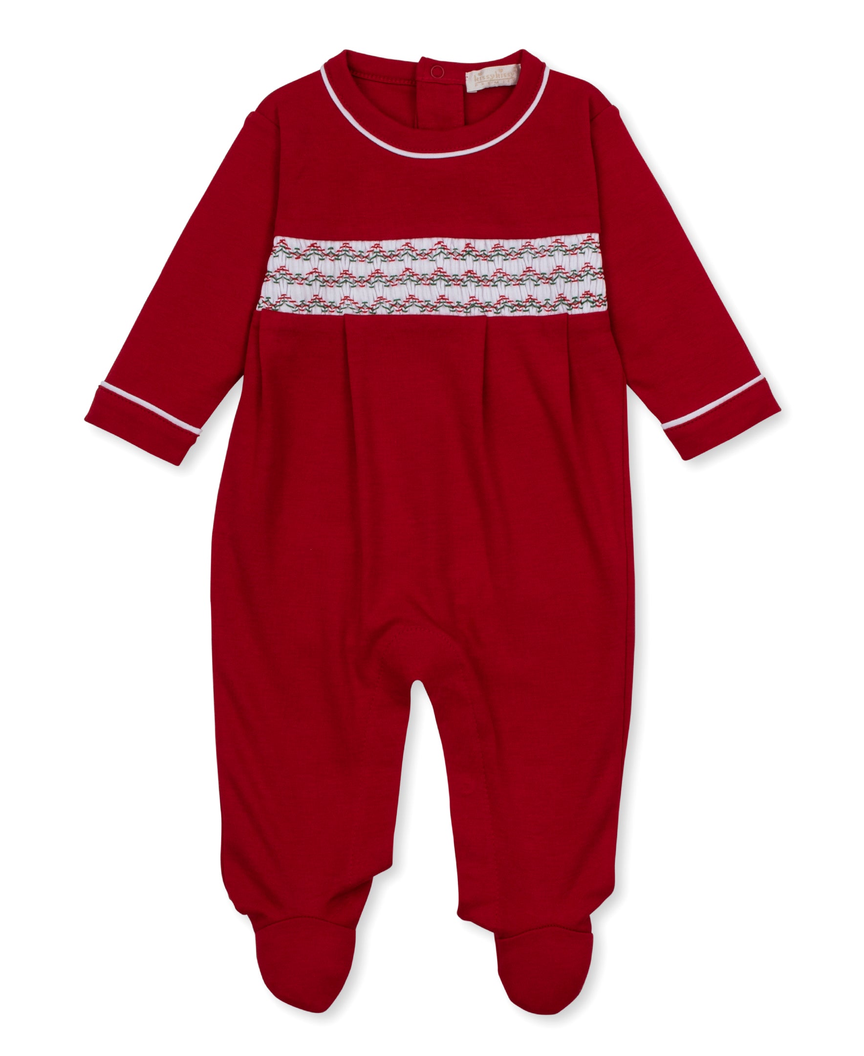Christmas Red Baby Footie with Hand Smocking