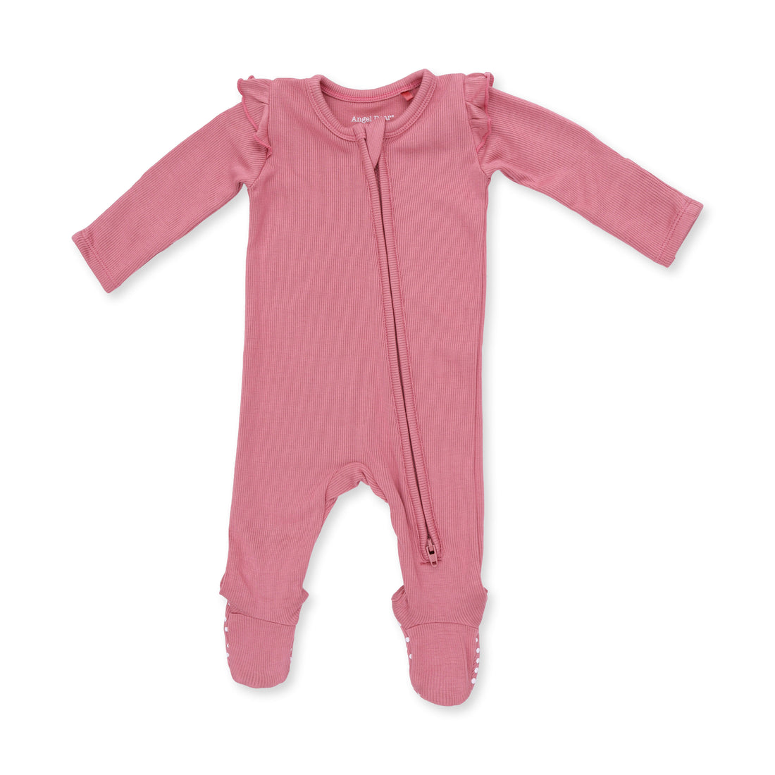 Solid Baroque Rose 2 Way Ruffle Sleeve Zipper Footie