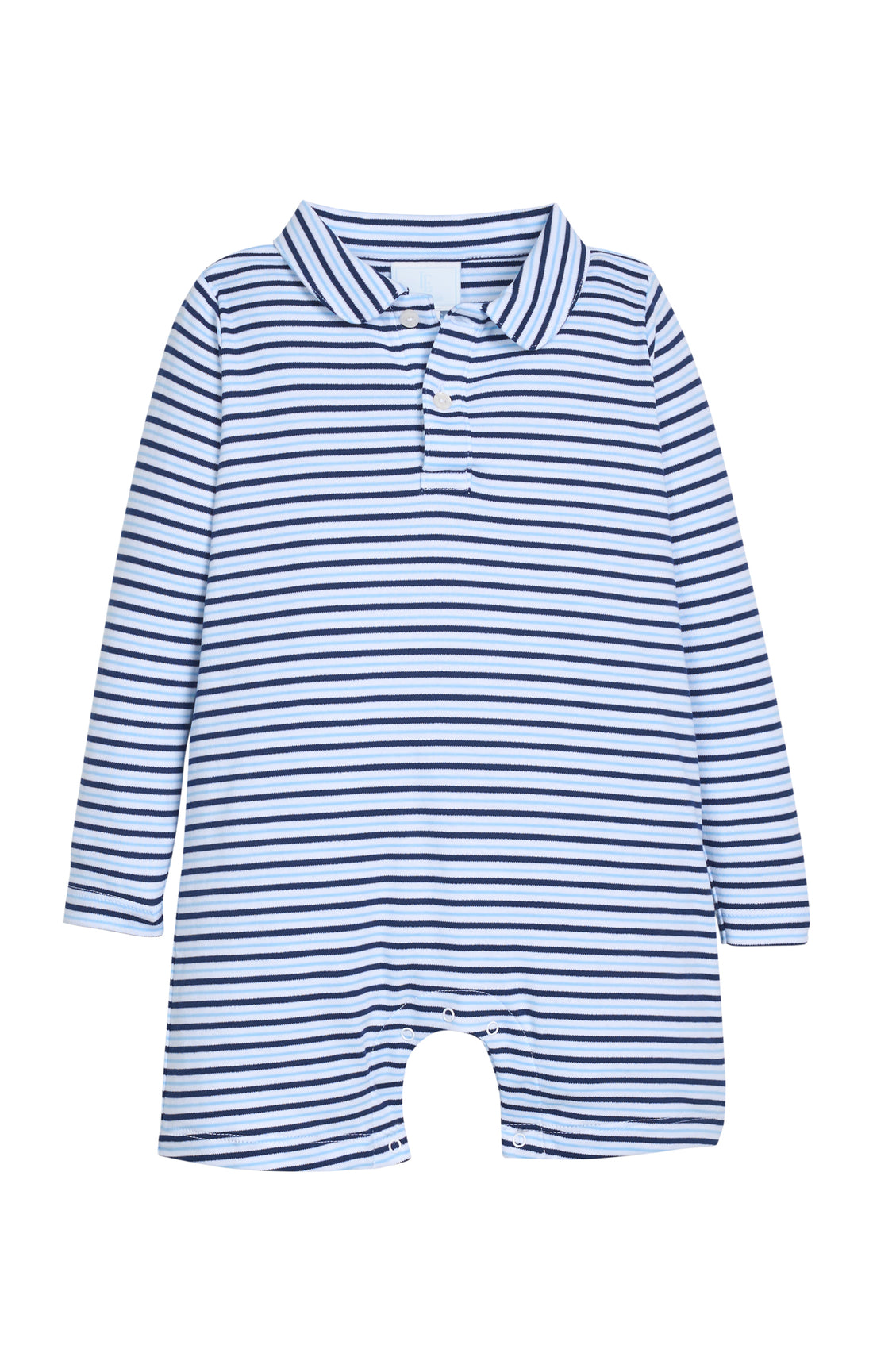 Long Sleeve Peter Pan Polo Romper: Winslow Stripe