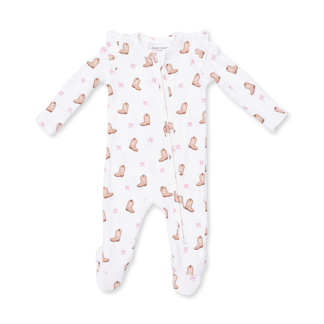 Mini Cowgirl Boots 2 Way Ruffle Sleeve Zipper Footie