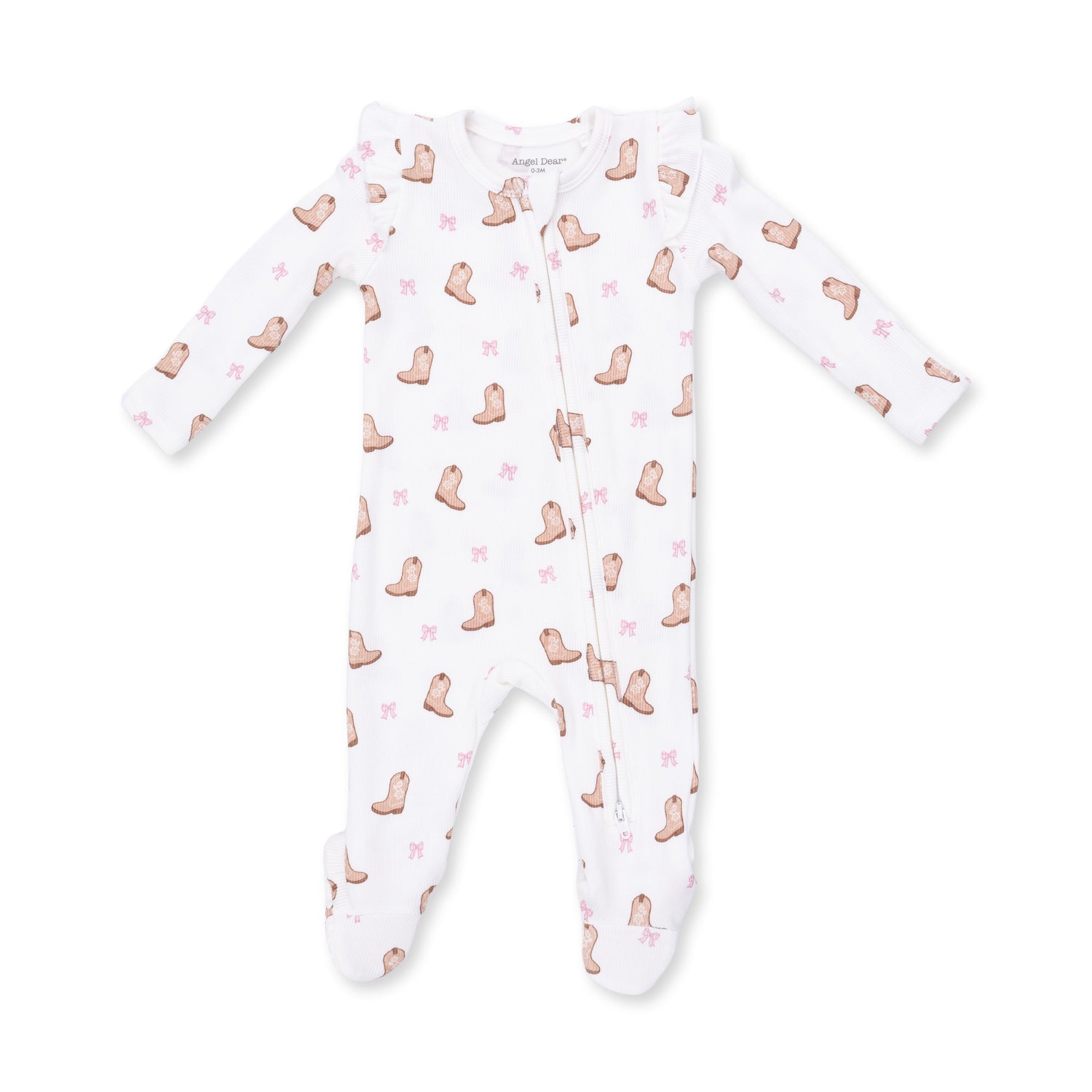 Mini Cowgirl Boots 2 Way Ruffle Sleeve Zipper Footie