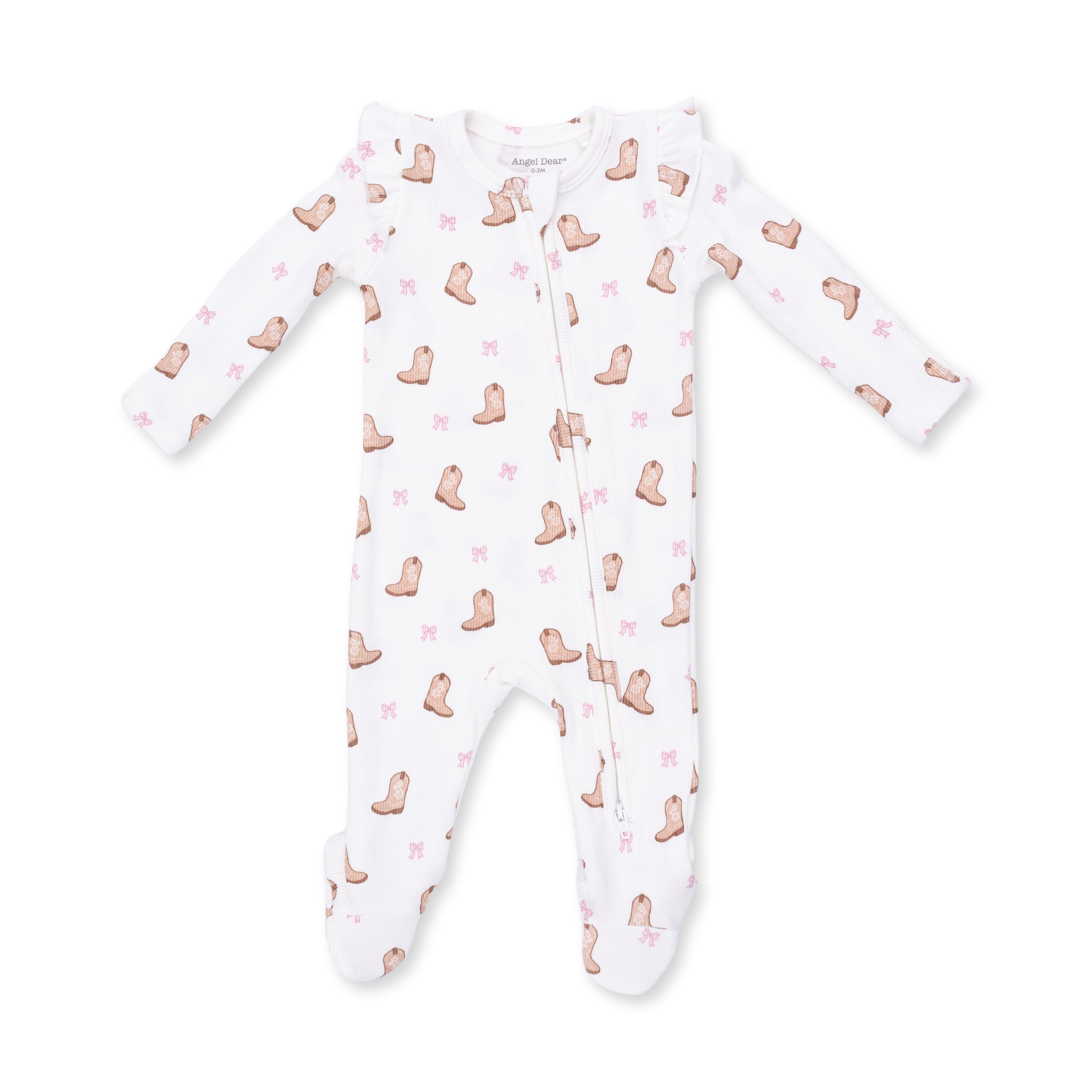 Mini Cowgirl Boots 2 Way Ruffle Sleeve Zipper Footie