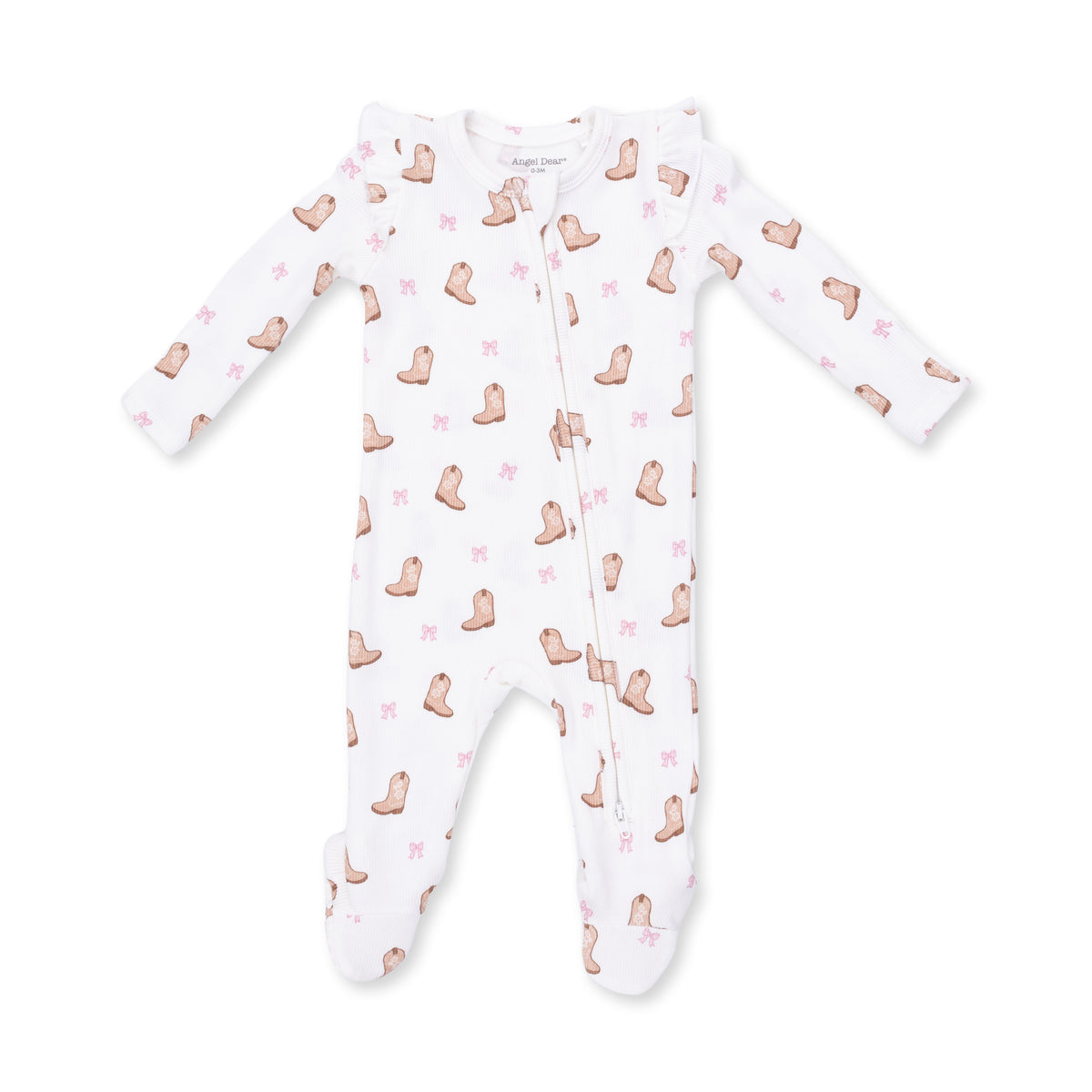 Mini Cowgirl Boots 2 Way Ruffle Sleeve Zipper Footie