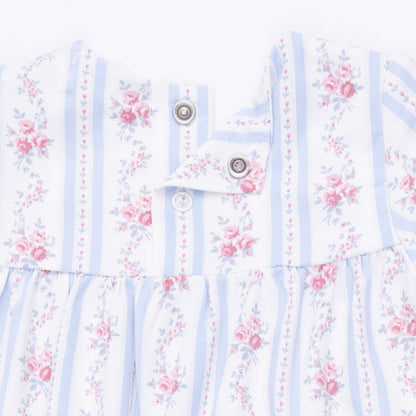 Anna Floral Stripe Smocked Long Sleeve Romper