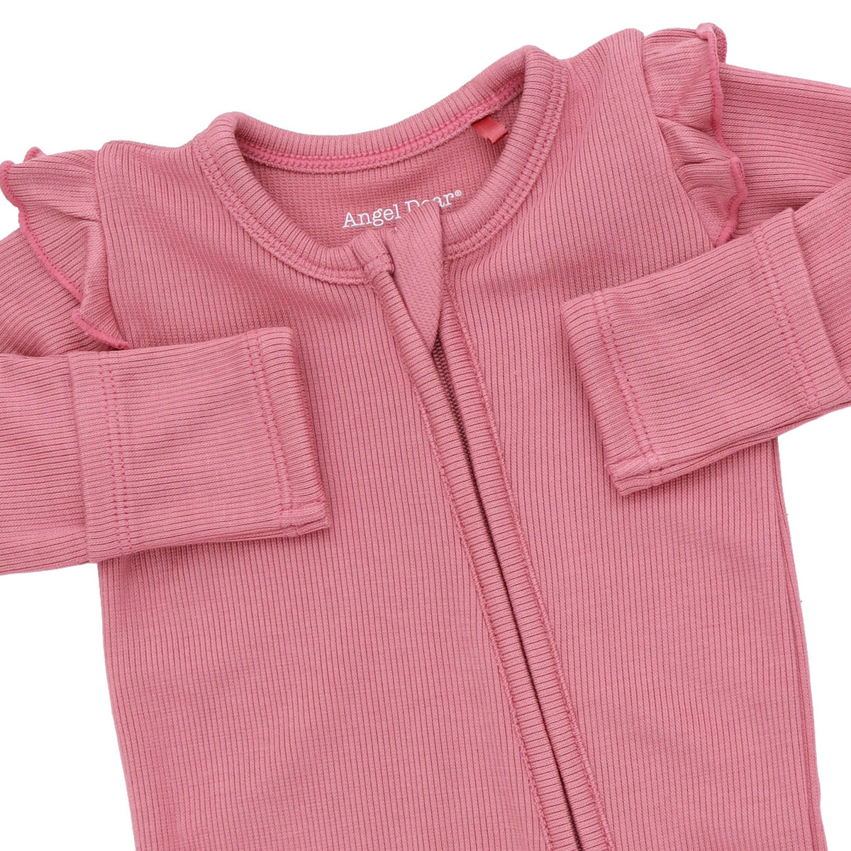 Solid Baroque Rose 2 Way Ruffle Sleeve Zipper Footie