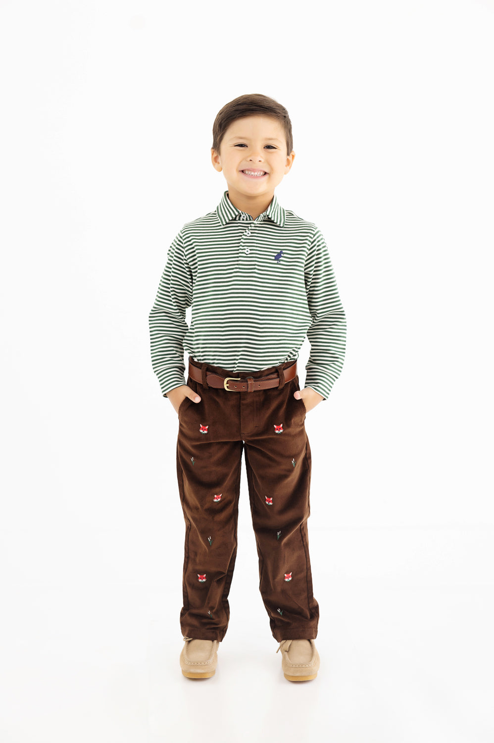 TBBC LS Prim And Proper Polo -pima: Grier Green Palmetto Pearl Stripe/Nantucket Navy