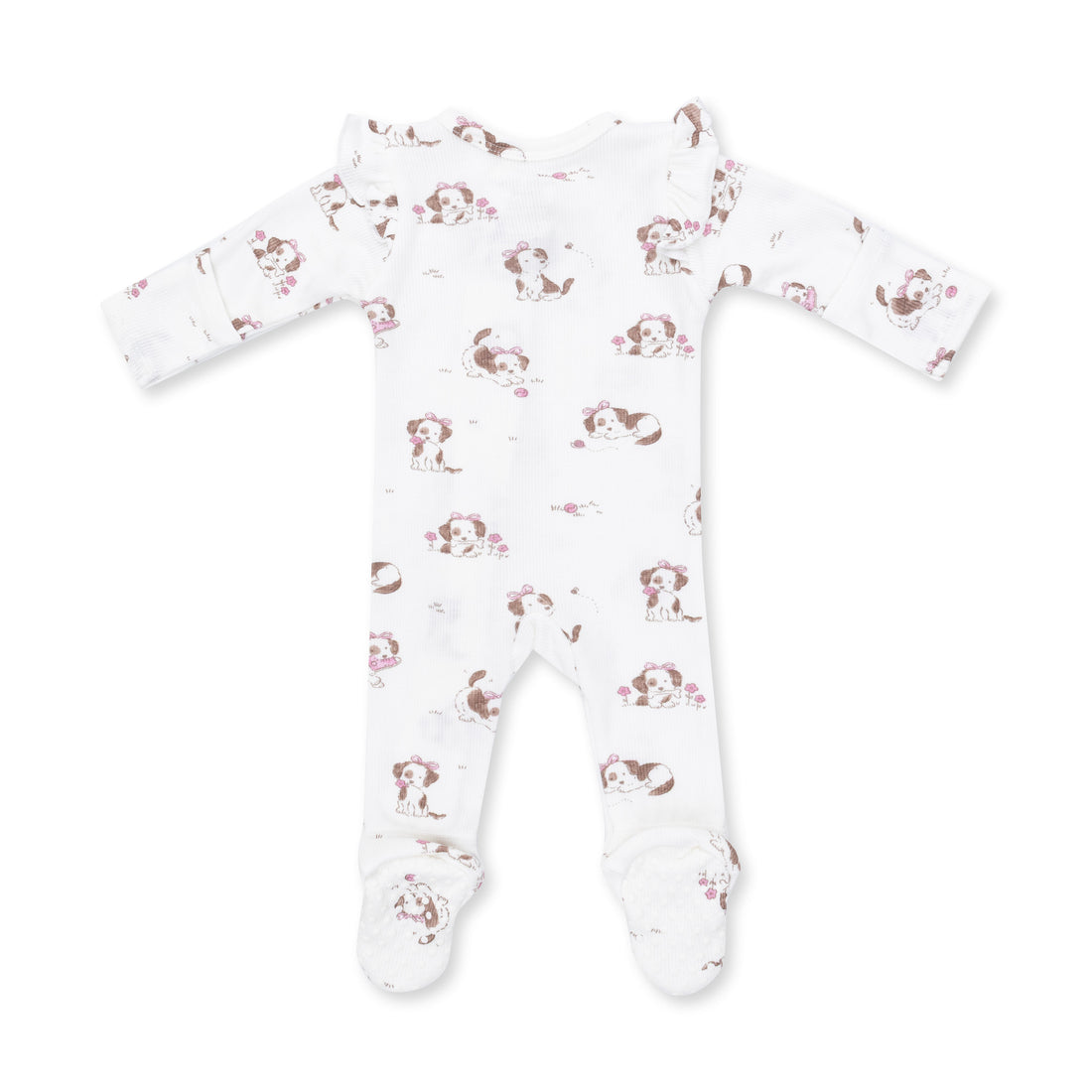 Explorer Puppy Pink 2 Way Ruffle Sleeve Zipper Footie