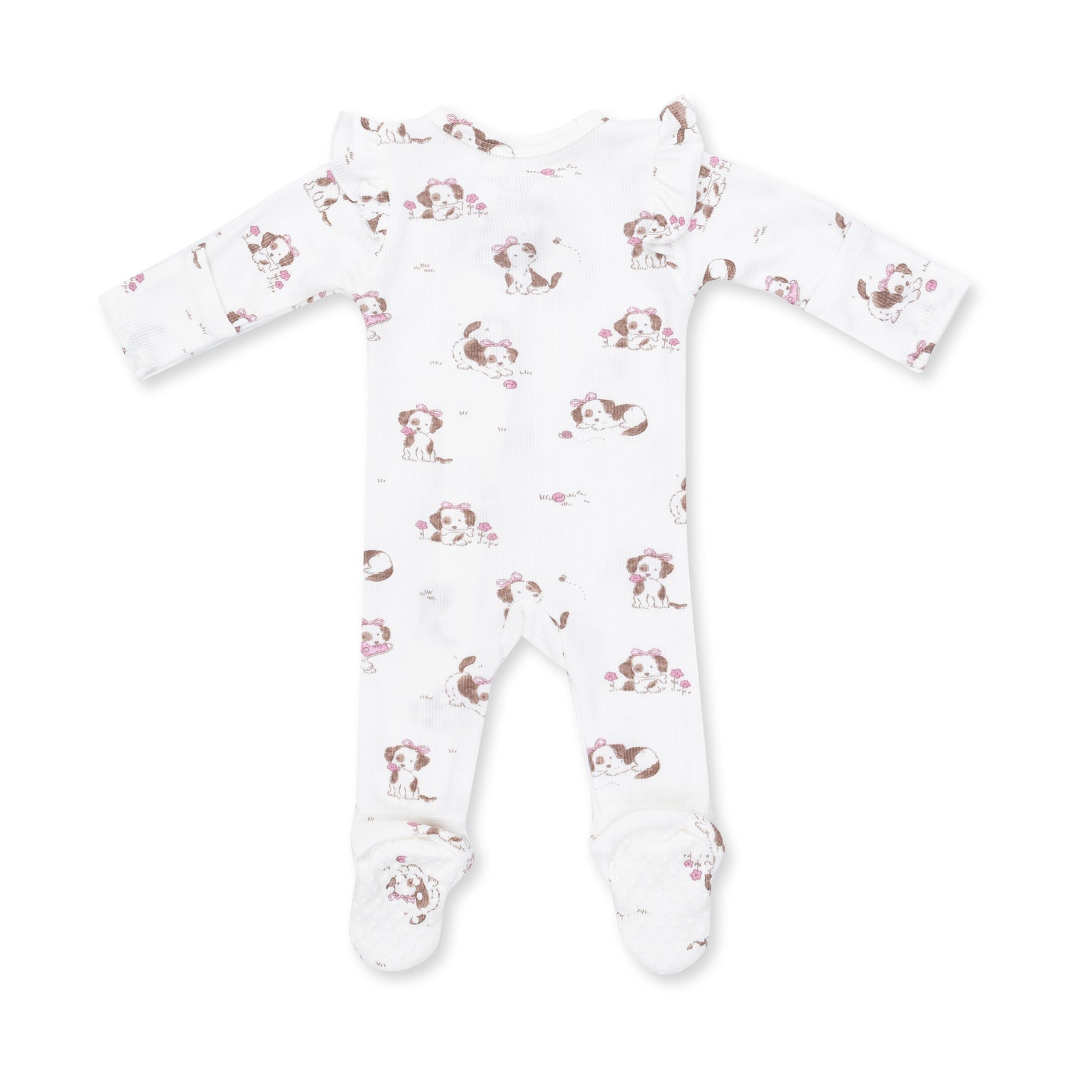 Explorer Puppy Pink 2 Way Ruffle Sleeve Zipper Footie