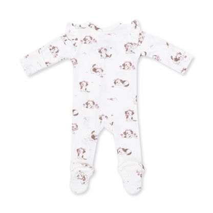 Explorer Puppy Pink 2 Way Ruffle Sleeve Zipper Footie