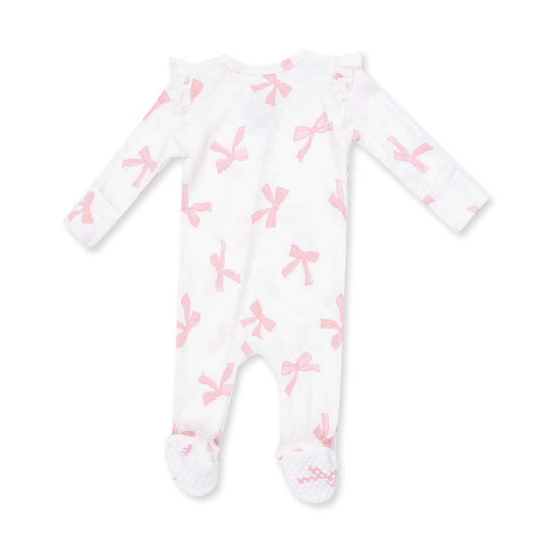 Pretty Bows 2 Way Ruffle Sleeve Zipper Footie