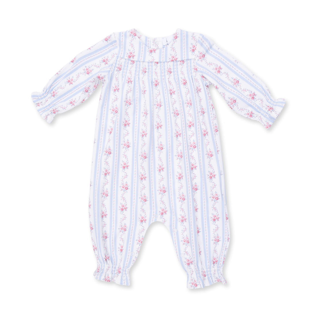 Anna Floral Stripe Smocked Long Sleeve Romper