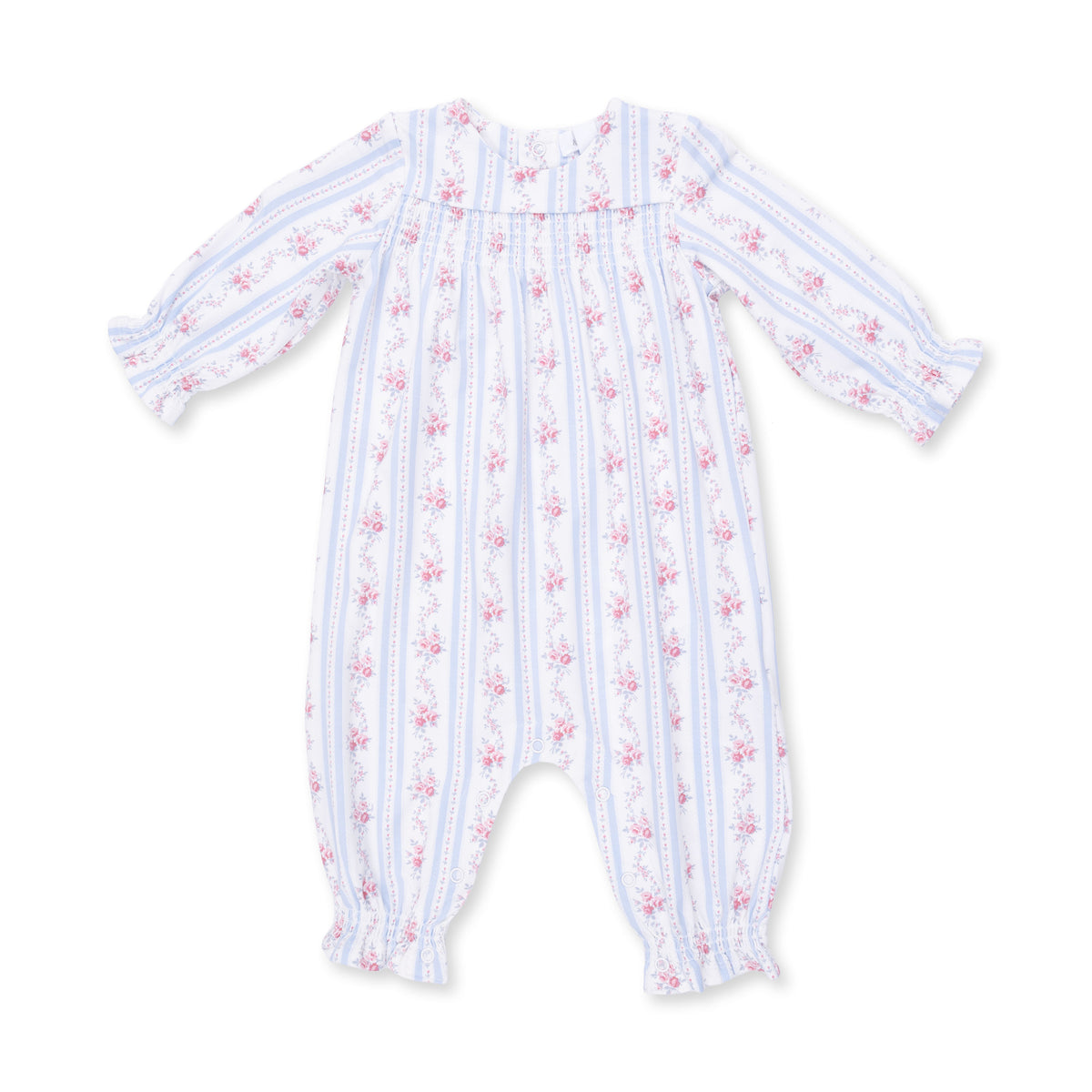 Anna Floral Stripe Smocked Long Sleeve Romper