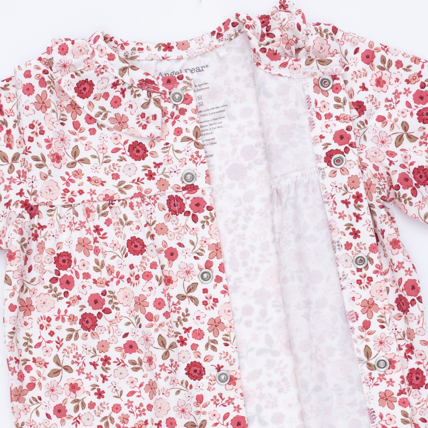 Serene Floral Long Sleeve Ruffle Collar Romper