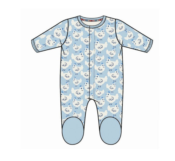 Organic Cotton Footie Blue Chicken