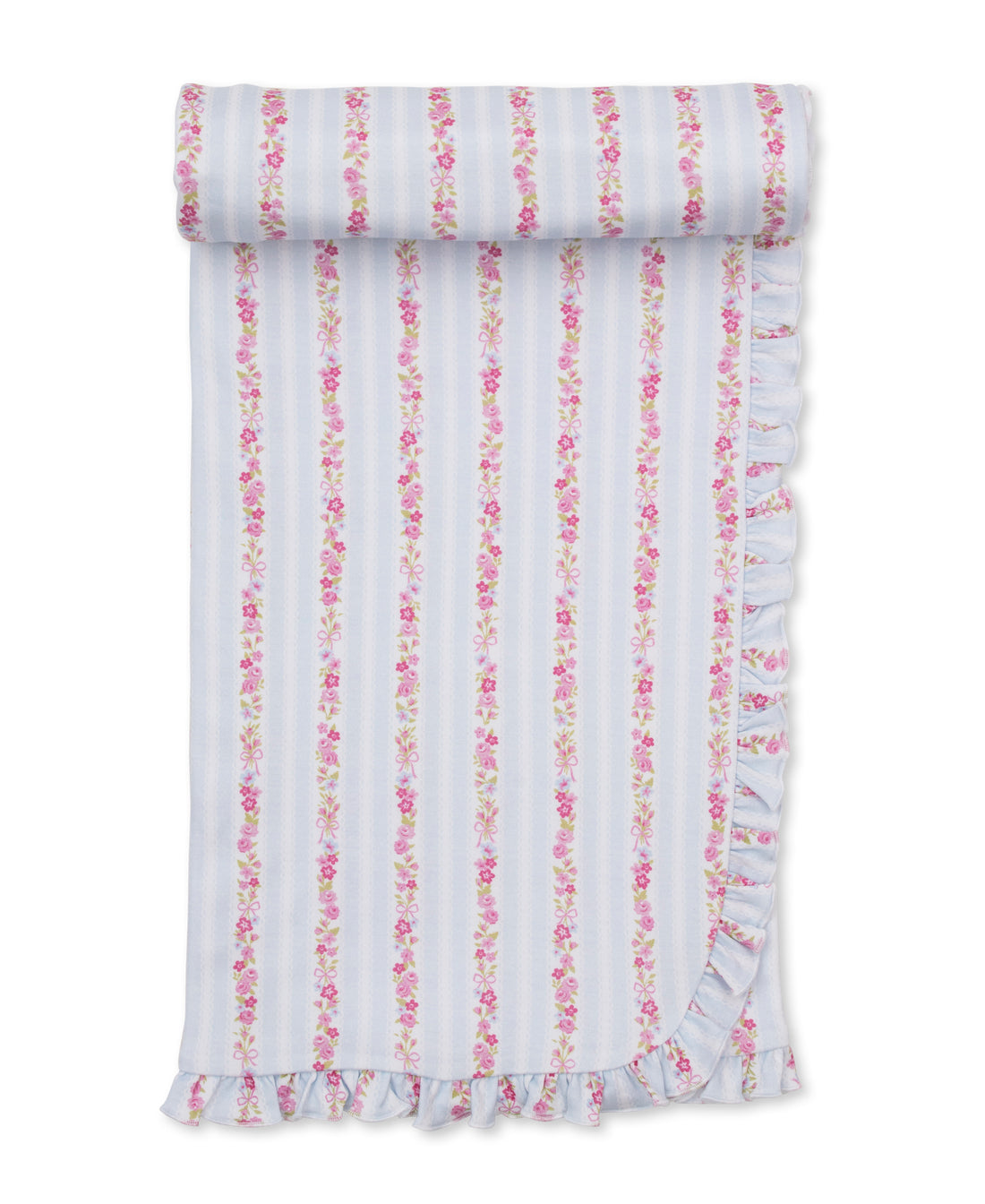 Rose Renaissance Light Blue Stripe Ruffle Blanket
