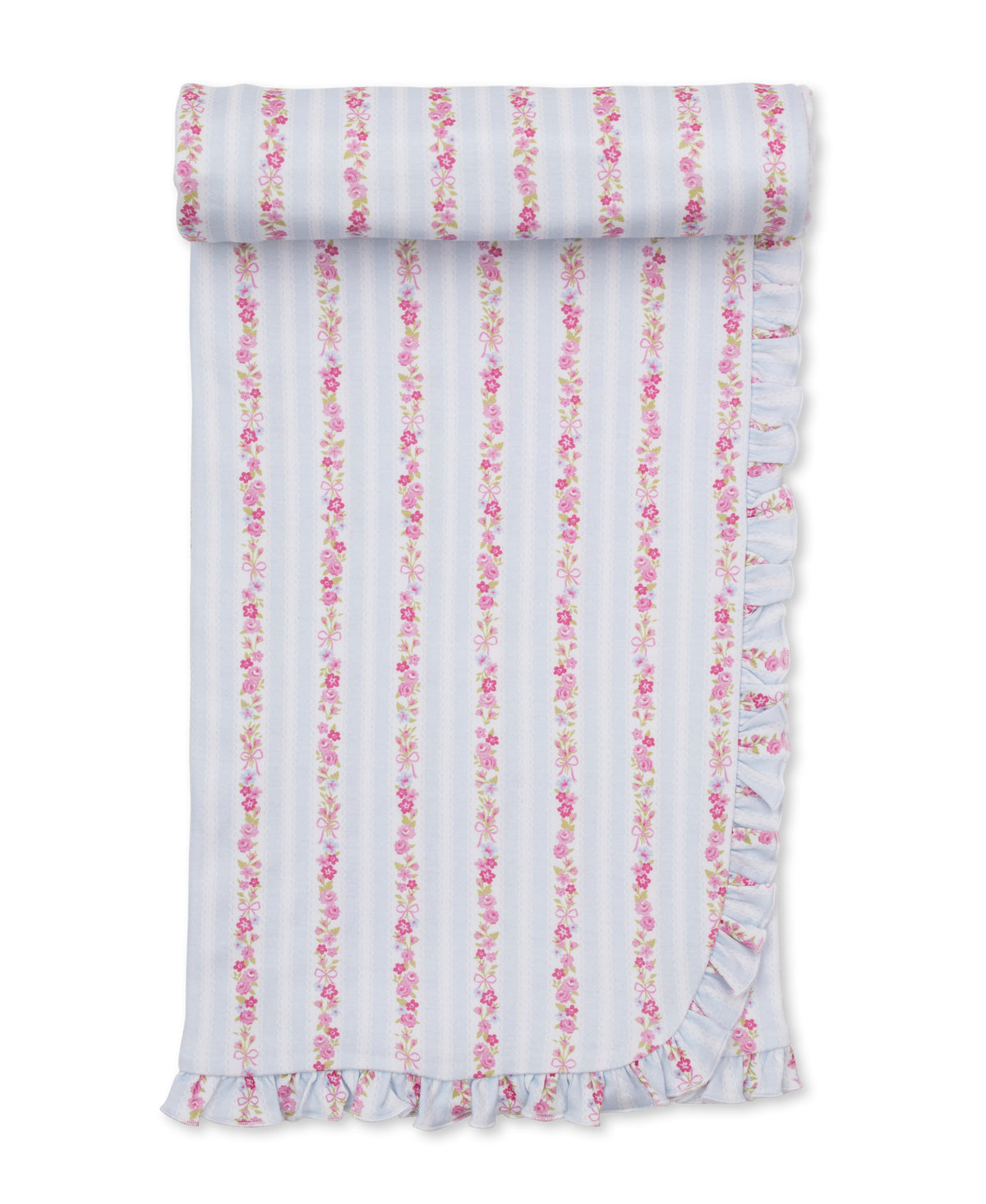 Rose Renaissance Light Blue Stripe Ruffle Blanket