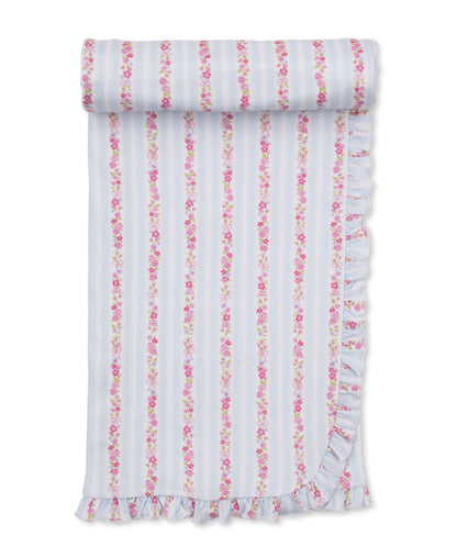 Rose Renaissance Light Blue Stripe Ruffle Blanket