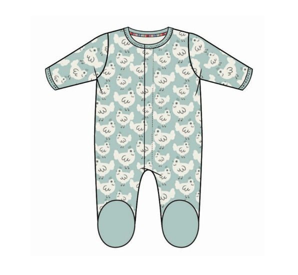 Organic Cotton Footie Green Chicken