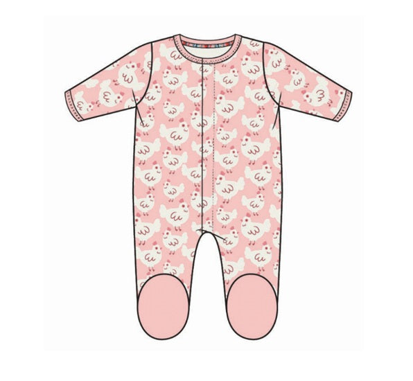 Organic Cotton Footie Pink Chicken