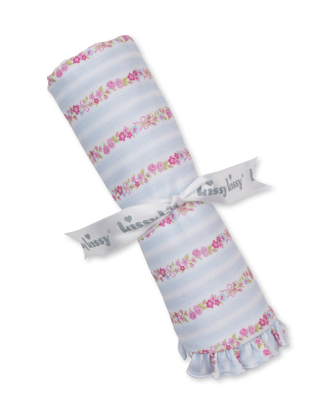 Rose Renaissance Light Blue Stripe Ruffle Blanket