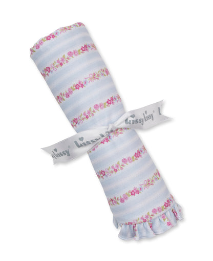 Rose Renaissance Light Blue Stripe Ruffle Blanket