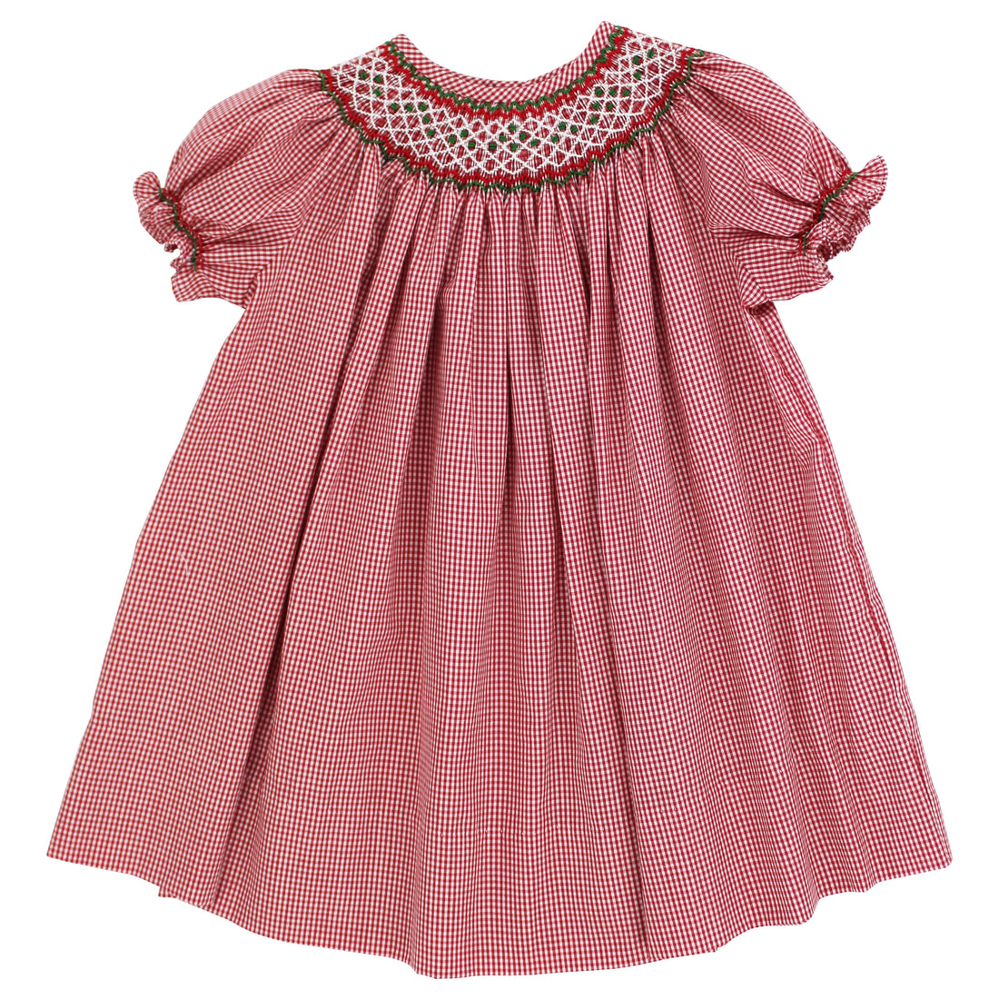 Christmas Check Geometric Smock Bishop Dress