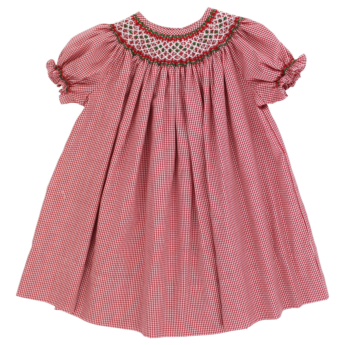 Christmas Check Geometric Smock Bishop Dress